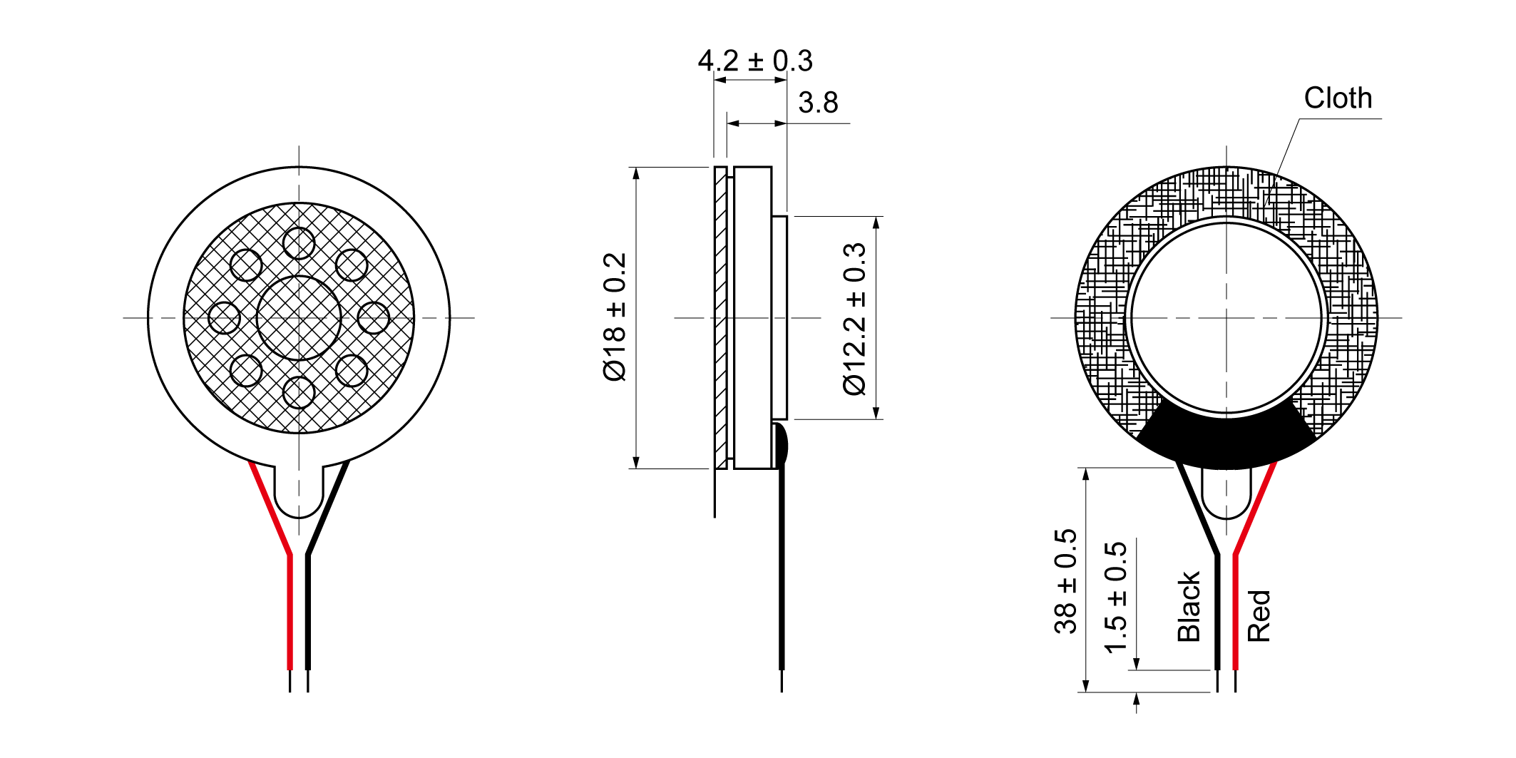 OSR18R-4.2F0.7W8A-W Mechanical Drawing